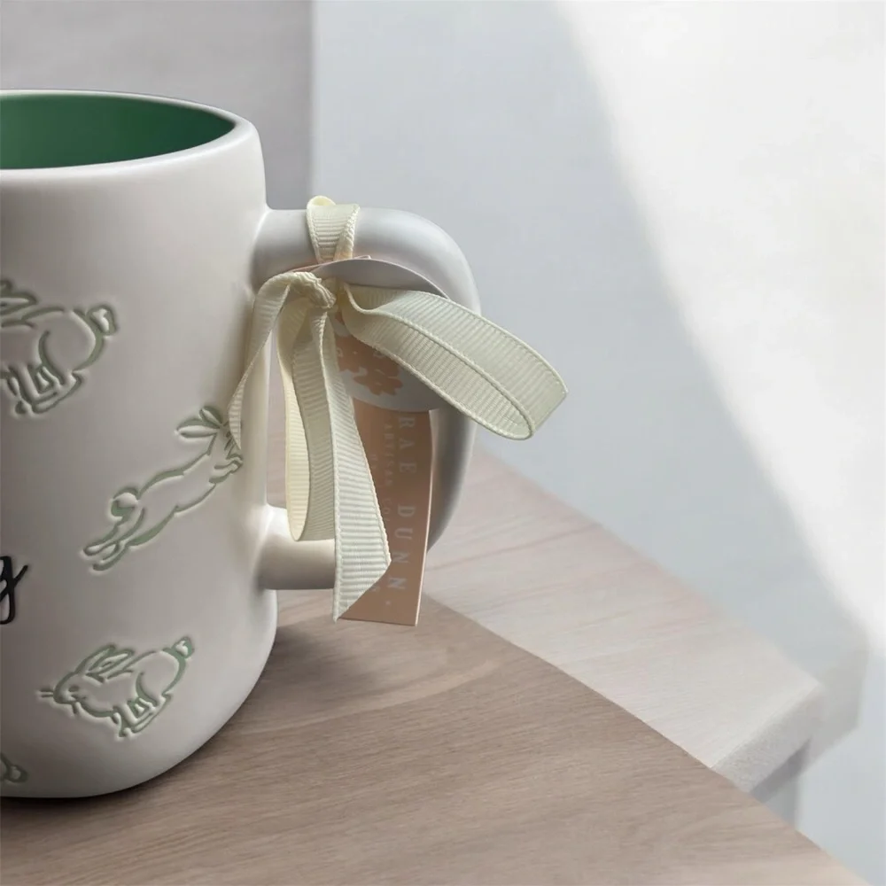 NEW Rae Dunn White and Green HOP ALONG Easter / Spring Bunny Rabbit Allover Mug - Picture 6 of 7